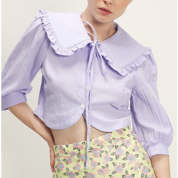 NEW! STORETS RUTH RUFFLE TRIM PUFFED BLOUSE - Picture 4 of 10